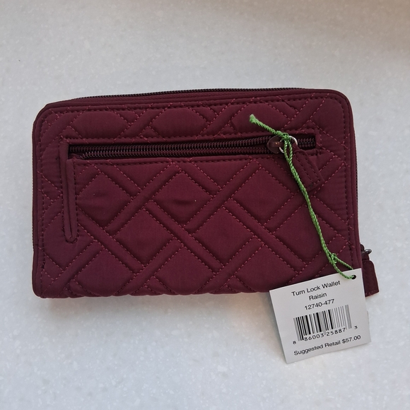 Vera Bradley Quilted Turn Lock Wallet in Burgundy - Raisin Color - Picture 3 of 7